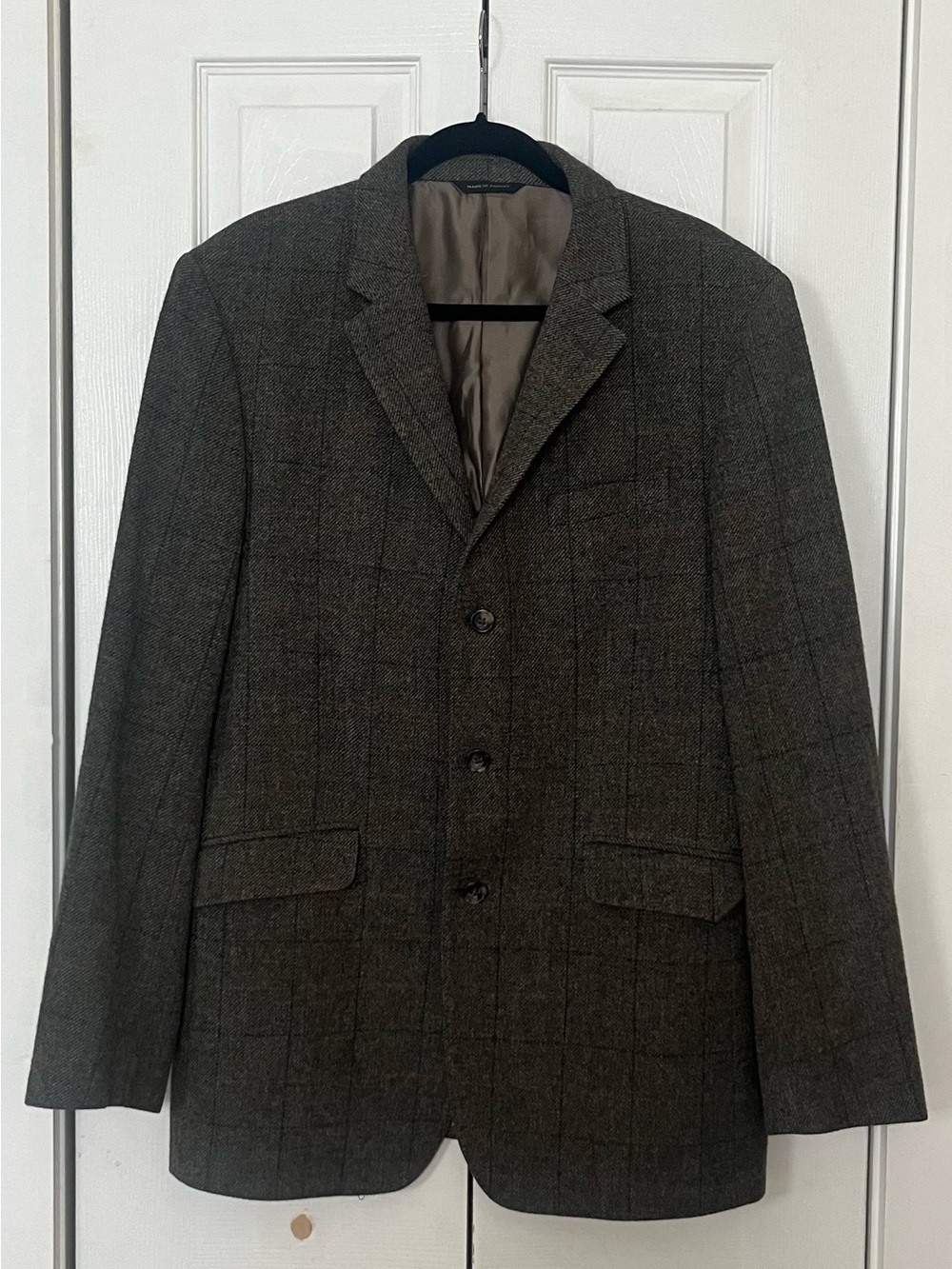 Banana Republic Men's Brown Windowpane Wool Blazer - Classic Tailored Fit